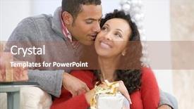  Presentation with husband and wife - Amazing theme having african american married couples - husband and wife affectionately exchanging backdrop and a red colored foreground