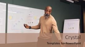  Presentation with african american meeting - PPT layouts enhanced with african-american-mature-businessman-explaining background and a coral colored foreground
