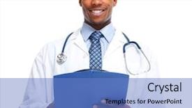  Presentation with christian african american men - Colorful presentation theme enhanced with african-american medical doctor writing backdrop and a teal colored foreground