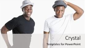 Presentation with african american men - Amazing presentation design having african american men wearing hat backdrop and a white colored foreground