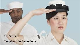  Presentation with military navy - Theme with african american military women - portrait of serious female us background and a soft green colored foreground