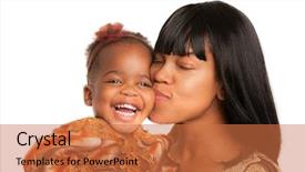  Presentation with african american baby - Cool new theme with smiling african american mom holding baby girl isolated on white background backdrop and a coral colored foreground