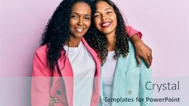  Presentation with african american business - Colorful presentation theme enhanced with african-american-mother-and-daughter backdrop and a light blue colored foreground