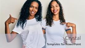  Presentation with proud american - Presentation design having african-american-mother-and-daughter background and a light blue colored foreground