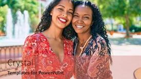  Presentation with african american startup - Slide set enhanced with african-american-mother-and-daughter background and a coral colored foreground
