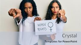  Presentation with women rights - Audience pleasing PPT theme consisting of african-american-mother-and-daughter backdrop and a light blue colored foreground