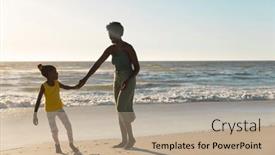  Presentation with african sunset - Presentation theme consisting of african-american-mother-and-daughter background and a coral colored foreground
