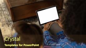  Presentation with space time - Presentation theme with african-american-mother-and-daughter background and a wine colored foreground