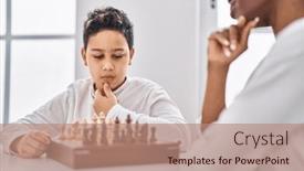  Presentation with chess - Presentation consisting of african-american-mother-and-son background and a coral colored foreground