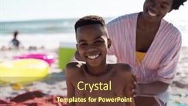  Presentation with skincare - Slides having african-american-mother-applying-sunscreen background and a tawny brown colored foreground