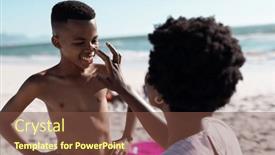  Presentation with skincare - Slide deck featuring african-american-mother-applying-sunscreen background and a tawny brown colored foreground