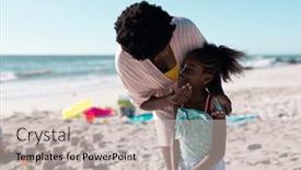 Presentation with skincare - Presentation theme consisting of african-american-mother-applying-sunscreen background and a mint green colored foreground