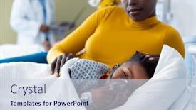  Presentation with medical ventilator - Slide set featuring african-american-mother-beside-son background and a lemonade colored foreground