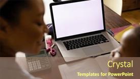  Presentation with togetherness - Presentation design with african-american-mother-helping-daughter background and a coral colored foreground