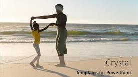  Presentation with african sunset - Slide deck having african-american-mother-holding-daughter background and a coral colored foreground