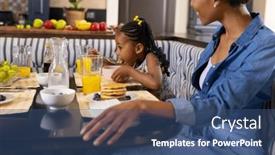  Presentation with togetherness - Theme having african-american-mother-looking background and a ocean colored foreground