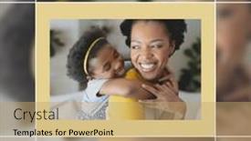  Presentation with love mother - Slides featuring african-american-mother-piggybacking-girl background and a coral colored foreground