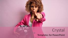  Presentation with curly hair - Slide set consisting of african-american-motorcyclist-woman background and a  colored foreground