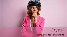  Presentation with moto - Theme consisting of african-american-motorcyclist-woman background and a coral colored foreground