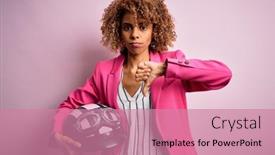  Presentation with moto - Presentation theme with african-american-motorcyclist-woman background and a coral colored foreground