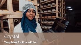  Presentation with quality product - Presentation design having african-american-muslim-businesswoman-checking background and a coral colored foreground