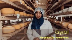  Presentation with quality product - Presentation featuring african-american-muslim-businesswoman-checking background and a tawny brown colored foreground