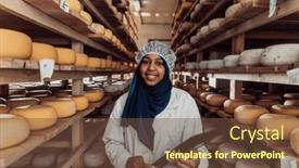  Presentation with quality product - Slide deck enhanced with african-american-muslim-businesswoman-checking background and a tawny brown colored foreground