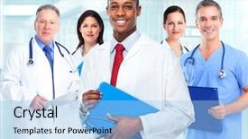  Presentation with medical business - Slide deck enhanced with african american nurse - medical physician doctor man background and a light blue colored foreground