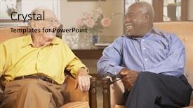  Presentation with african american men - Cool new presentation theme with african american nurse - senior men relaxing in armchairs backdrop and a coral colored foreground
