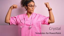  Presentation with proud american - Audience pleasing presentation design consisting of african-american-nurse-girl-wearing backdrop and a coral colored foreground