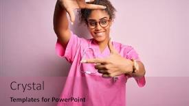  Presentation with frame pink - Amazing presentation theme having african-american-nurse-girl-wearing backdrop and a coral colored foreground