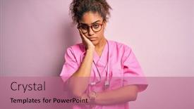  Presentation with nurse thinking - PPT theme with african-american-nurse-girl-wearing background and a coral colored foreground