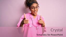  Presentation with american energy - Audience pleasing presentation design consisting of african-american-nurse-girl-wearing backdrop and a coral colored foreground