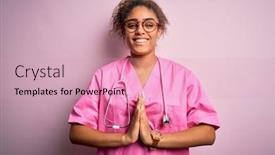  Presentation with praying hands - Colorful presentation design enhanced with african-american-nurse-girl-wearing backdrop and a lemonade colored foreground