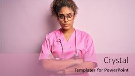  Presentation with african american girl power business - Amazing presentation design having african-american-nurse-girl-wearing backdrop and a coral colored foreground