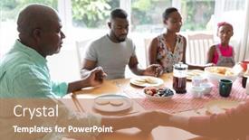  Presentation with family prayer - Amazing slide set having african-american-parents-daughter backdrop and a coral colored foreground