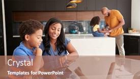  Presentation with african american children - Presentation design having african-american-parents-helping-children background and a coral colored foreground
