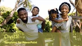  Presentation with weekend - Presentation design having african-american-parents-piggybacking-playful background and a tawny brown colored foreground