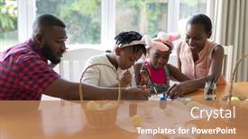  Presentation with lockdown - Slide set consisting of african-american-parents-with-son background and a coral colored foreground