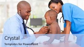  Presentation with baby nurse - Audience pleasing theme consisting of united company office culture backdrop and a white colored foreground