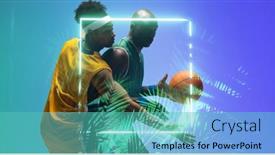  Presentation with basketball blue - Slide deck featuring african-american-players-defending-basketball background and a teal colored foreground