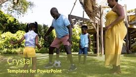  Presentation with togetherness - Slide set consisting of african-american-playful-grandparents-playing background and a tawny brown colored foreground