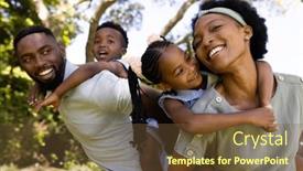  Presentation with togetherness - PPT theme enhanced with african-american-playful-parents-piggybacking background and a tawny brown colored foreground
