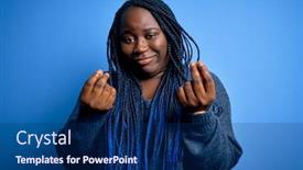  Presentation with african american business - PPT theme consisting of african-american-plus-size-woman background and a navy blue colored foreground