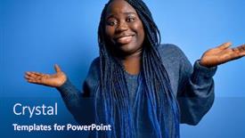  Presentation with comparison - PPT theme consisting of african-american-plus-size-woman background and a ocean colored foreground