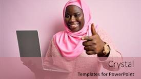  Presentation with american energy - Beautiful theme featuring african-american-plus-size-woman backdrop and a coral colored foreground