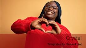  Presentation with american heart - Presentation design featuring african-american-plus-size-woman background and a crimson colored foreground