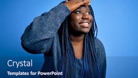  Presentation with far away - Beautiful slide deck featuring african-american-plus-size-woman backdrop and a navy blue colored foreground