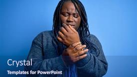  Presentation with inflammation - PPT theme having african-american-plus-size-woman background and a navy blue colored foreground