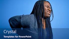  Presentation with backache - Presentation theme featuring african-american-plus-size-woman background and a navy blue colored foreground